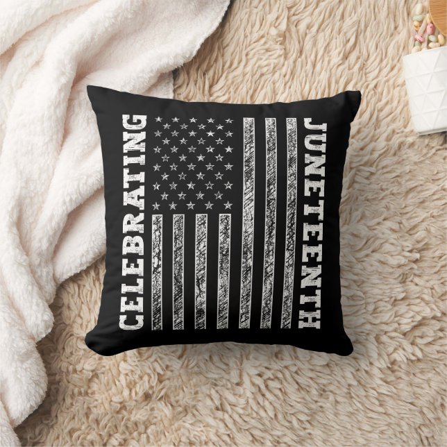 Celebrating Juneteenth Vintage American Flag Cool Cushion (Blanket)