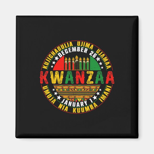 Celebrating Kwanzaa Kinara Principles Candles Pan  Magnet (Front)