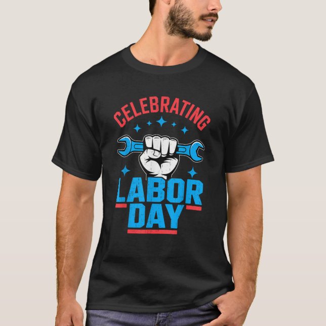 Celebrating Labour Day Retro Groovy Patriotic For  T-Shirt (Front)