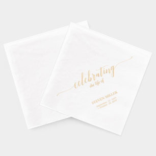 Celebrating Life Elegant Script Memorial Funeral Foil Napkins