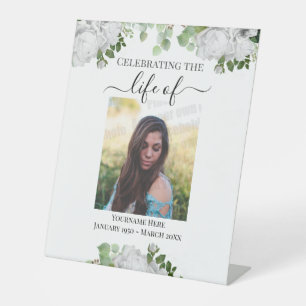 Celebrating Life Floral One Photo Pedestal Sign