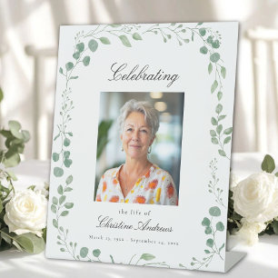 "Celebrating Life of" Photo Funeral Memorial Pedestal Sign