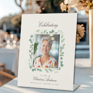 "Celebrating Life of" Photo Funeral Memorial  Pedestal Sign