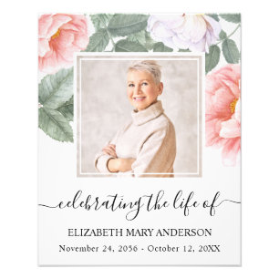 Celebrating Life Photo Pink Floral Memorial Print