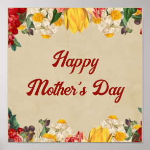 Celebrating Mother's Day 2024 with Bright Floral  Poster