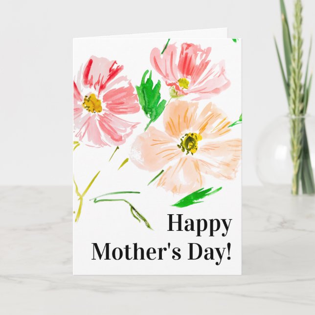 Celebrating Mother's Day Watercolor Flowers Card (Front)