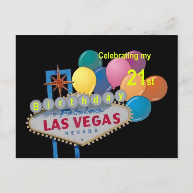 Celebrating my 21 st Las Vegas Birthday Postcard (Front)