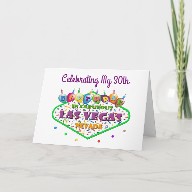 Celebrating My 30th Las Vegas Birthday Card (Front)