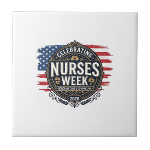 Celebrating Nurses Week 2026 Patriotic Vintage Des Ceramic Tile