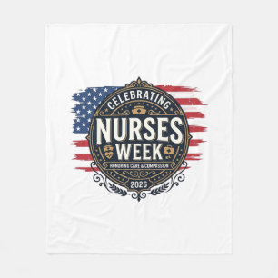 Celebrating Nurses Week 2026 Patriotic Vintage Des Fleece Blanket