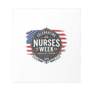Celebrating Nurses Week 2026 Patriotic Vintage Des Notepad