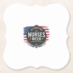 Celebrating Nurses Week 2026 Patriotic Vintage Des Paper Coaster
