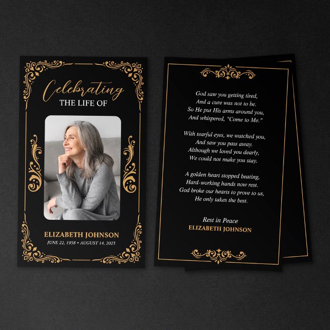 Celebrating of Life Funeral Memorial Photo Card (Creator Uploaded)