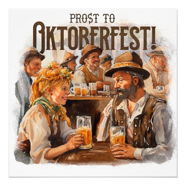 celebrating Oktoberfest by drinking bee Photo Print (Front)