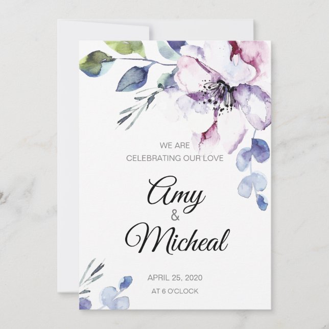 Celebrating Our Love Floral Wedding Invitation (Front)
