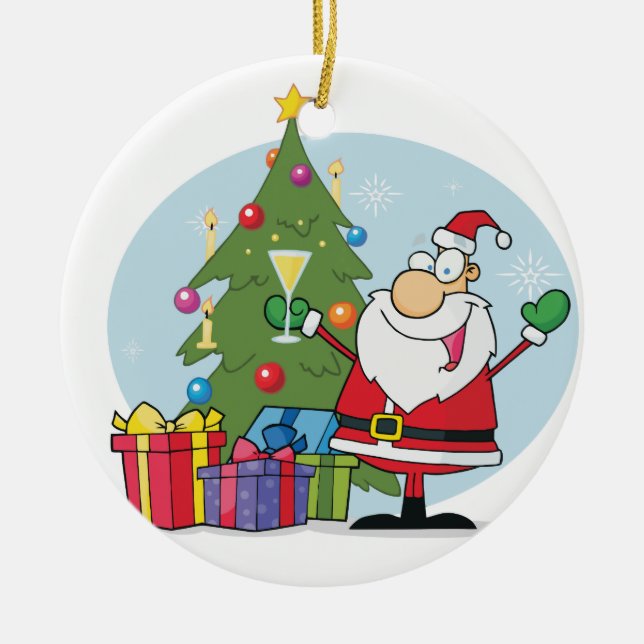 Celebrating  Santa Holiday Keepsake Ornament (Front)