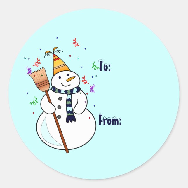Celebrating Snowman Gift Tag Stickers (Front)