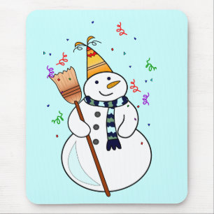Celebrating Snowman Mousepad