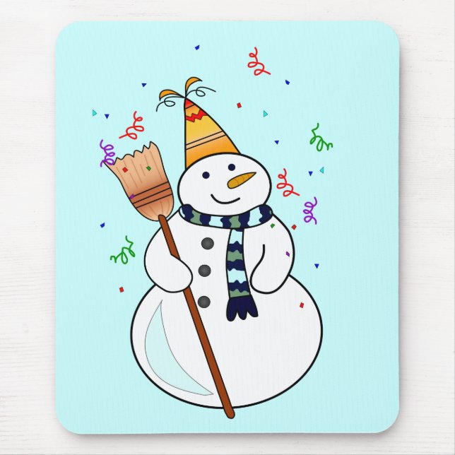 Celebrating Snowman Mousepad (Front)