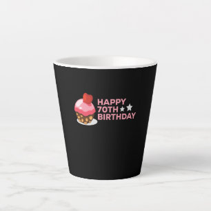 celebrating the 70th birthday design with cake latte mug
