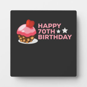 celebrating the 70th birthday design with cake plaque