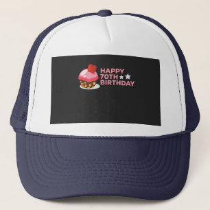 celebrating the 70th birthday design with cake trucker hat