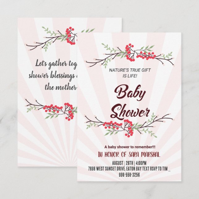 Celebrating the Arrival of Your Little Miracle! Invitation (Front/Back)