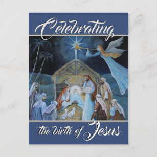 Celebrating the Birth of Jesus, Christmas Nativity Postcard