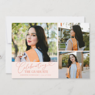 Celebrating the Graduate Peach Multi Photo Announcement