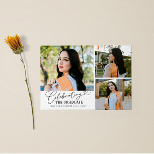 Celebrating the Graduate White Multi Photo Announcement