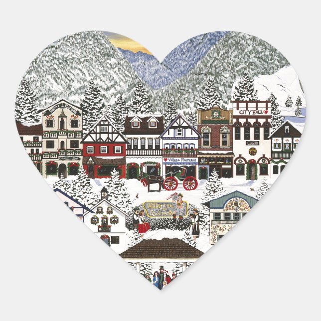 Celebrating the Holidays in Leavenworth Heart Sticker (Front)