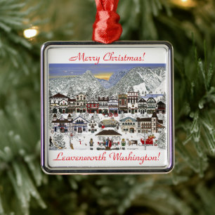 Celebrating the Holidays in Leavenworth Metal Ornament