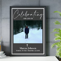 Celebrating the life 18x24 Dark Grey Funeral Post