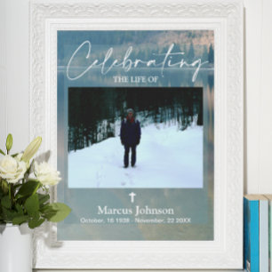 Celebrating the life Blue Funeral Poster