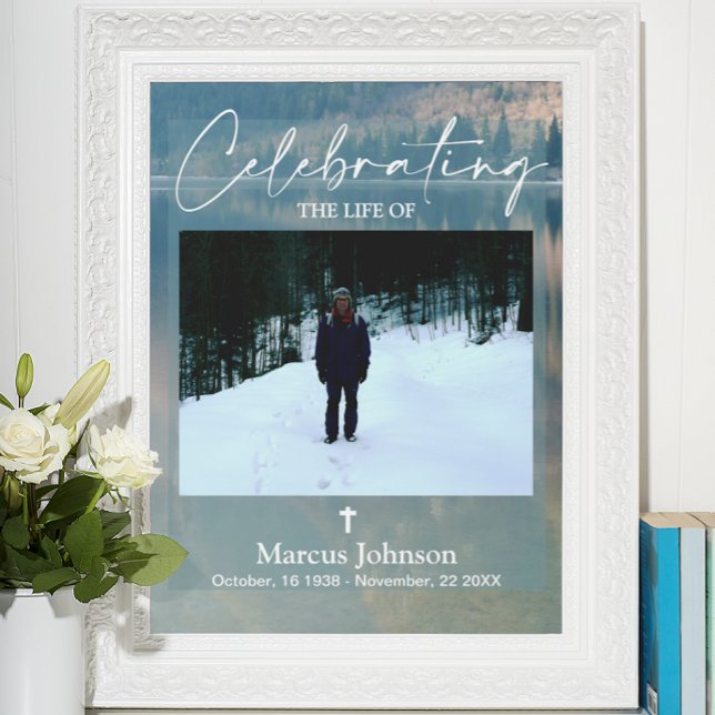 Celebrating the life Blue Funeral Poster (Creator Uploaded)