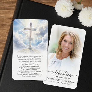 Celebrating the Life Cross Photo Prayer Cards