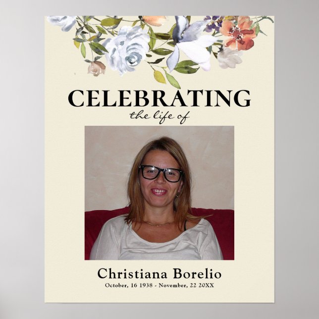 Celebrating the life Floral Woman Funeral  Poster (Front)