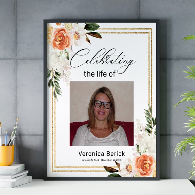 Celebrating the life Floral Woman Funeral  Poster (Creator Uploaded)