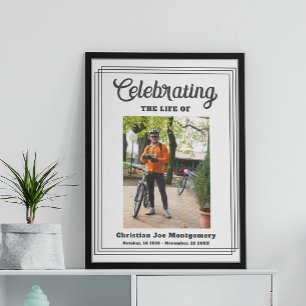 Celebrating the life Grey Photo Funeral Poster
