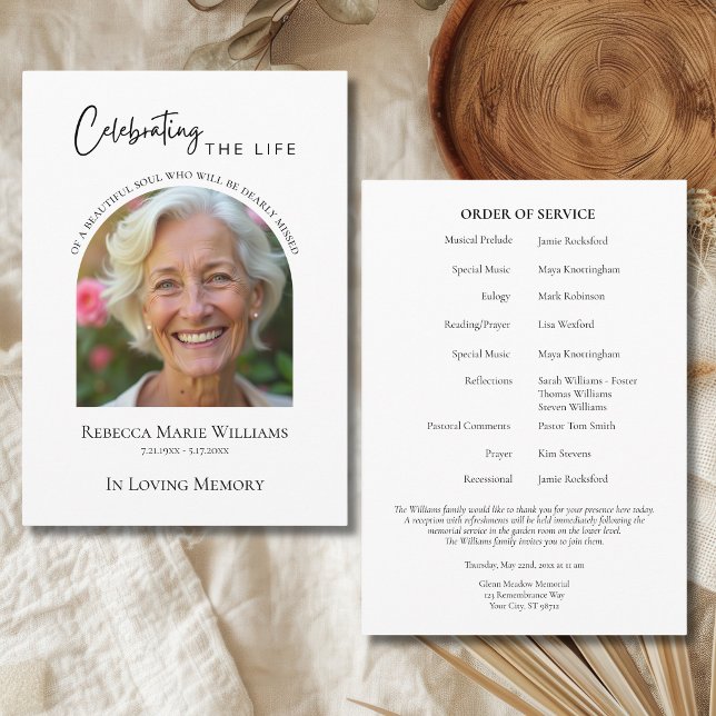 Celebrating The Life Modern Arch Photo Funeral Program (Celebrating The Life Modern Arch Photo Funeral Program)