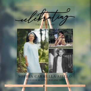 Celebrating the Life of 3 Photo Collage Acrylic Sign