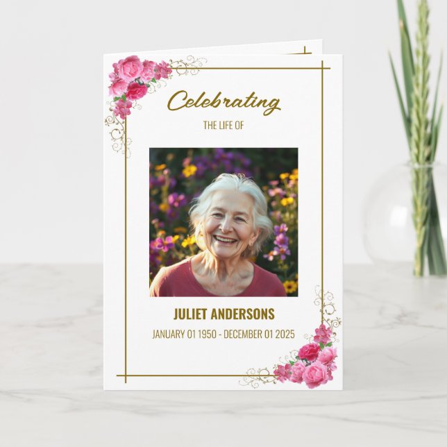 Celebrating The Life Of Folded Announcement Card (Front)