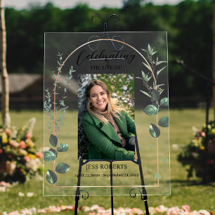 Celebrating The Life Of Funeral In Loving Memory Acrylic Sign