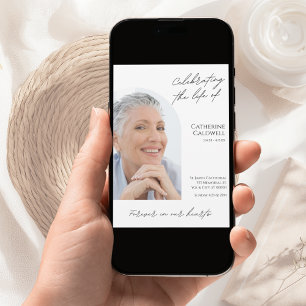 Celebrating The Life Of Minimalist Arch Photo Invitation