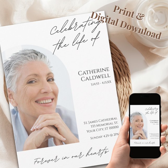 Celebrating The Life Of Minimalist Arch Photo Invitation (Celebrating The Life Of Minimalist Arch Photo Invitation)