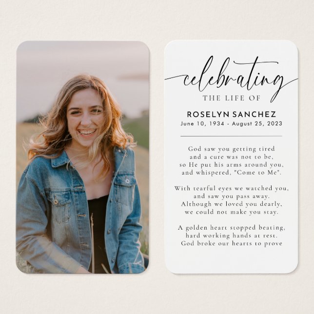 Celebrating the Life of Name Photo Funeral Prayer (Front & Back)