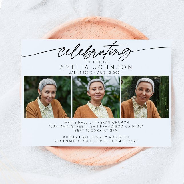Celebrating the Life of Photo Collage Funeral Invitation (Creator Uploaded)