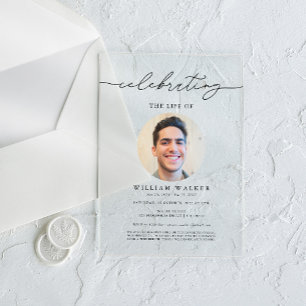 Celebrating The Life Photo Celebration Of Life  Acrylic Invitations