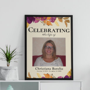 Celebrating the life Photo Floral Woman Funeral Poster