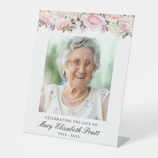 Celebrating the Life Photo Funeral Welcome  Pedestal Sign (Front)